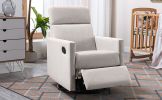 Modern Upholstered Rocker Nursery Chair Plush Seating Glider Swivel Recliner Chair, Tan