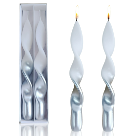 FCMSHAMD 8.8'' White Silver Taper Candles -Unscented(2 Pack)