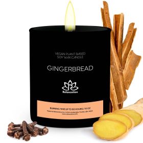 Soy Wax Candle in Glass Jar Gingerbread Cinnamon Clean Burn up to 80 Hours Handmade in USA Natural and Safe by Relaxcation 10 oz