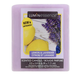 Luminessence Scented Pillar Candle, Lemon & Lavender, Plum, 1-Pack