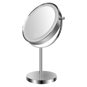 8-inch Makeup Mirror with Lights, Double Sided 1X/10X Magnifying Mirror, 3 Color Lighting Dimmable Vanity Mirror with 360¬∞ Swivel , Built-In Battery