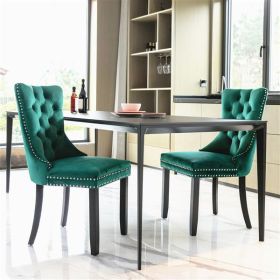 Collection Modern, High-end Tufted Solid Wood Contemporary Velvet Upholstered Dining Chair with Wood Legs Nailhead Trim 2-Pcs Set,Green, SW2001GN