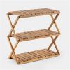 Acacia 3 Tiers Wooden Plants Stand Foldable Shoe Rack Multipurpose Shelf Perfect Idea For Living Room, Bedroom, Hallway, Bathroom Natural Color.