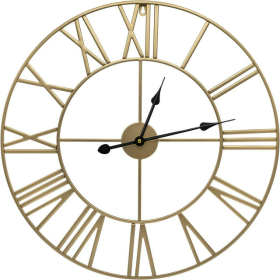 Sorbus Analog Wall Clock - Roman Numeral Style, Battery Operated Decorative Clock - Kitchen, Living Room, Bathroom Decor - 24 Inches (Gold)