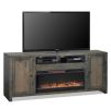 Bridgevine Home Joshua Creek 83 inch Electric Fireplace TV Stand for TVs up to 95 inches, Minimal Assembly, Barnwood Finish