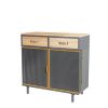 31.5"Wide 2 Drawer Sideboard, Modern Furniture Decor, Made with Iron+ Carbonized Bamboo, Easy Assembly