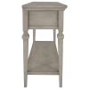 Classic Retro Style Console Table with Three Top Drawers and Open Style Bottom Shelf, Easy Assembly (Gray Wash)