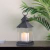 9.5" Black Candle Lantern with Flameless LED Candle Tabletop Decor