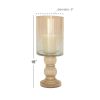 DecMode Gold Glass Handmade Turned Style Pillar Hurricane Lamp with Faux Mercury Glass Finish