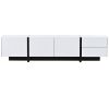 [VIDEO provided] White & Black Contemporary Rectangle Design TV Stand, Unique Style TV Console Table for TVs Up to 80'', Modern TV Cabinet with High G