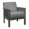 Gray Accent Chair 1pc Solid Wood Mission Arm Cushion Back Classic Living Room Furniture Antique Gray Wooden