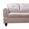 Latte Faux Leather Living Room Sofa Set B