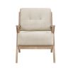 Modern Tufted Back Accent Chair 1pc Sand-hued Fabric Upholstery Antique Finish Solid Rubberwood Unique Design Furniture