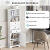 White Tall Storage Cabinet with 3 Drawers and Adjustable Shelves for Bathroom, Kitchen and Living Room, MDF Board with Painted Finish