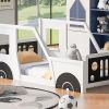 Twin Size Classic Car-Shaped Platform Bed with Wheels,White