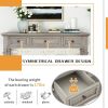 Classic Retro Style Console Table with Three Top Drawers and Open Style Bottom Shelf, Easy Assembly (Gray Wash)