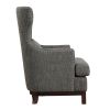 Button Tufted Wing-Back Accent Chair 1pc Gray Fabric Upholstered Pillow Solid Wood Traditional Living Room Furniture