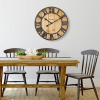 Westclox 16" Natural Wood Grain with Raised Roman Numerals & Iron Finish Analog QA Wall Clock