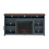 Bridgevine Home Nantucket 74 inch Fireplace TV Stand Console for TVs up to 85 inches, Minimal Assembly, Blue Denim and Whiskey Finish