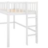 Twin Size Low Loft Bed with Ladder and Slide,White