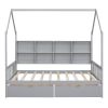 Wooden Full Size House Bed with 2 Drawers,Kids Bed with Storage Shelf, Gray(Expected Arrival Time: 5.15)