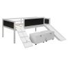 Twin size Loft Bed Wood Bed with Two Storage Boxes - White