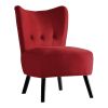 Unique Style Red Velvet Covering Accent Chair Button-Tufted Back Brown Finish Wood Legs Modern Home Furniture