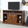 Bridgevine Home Farmhouse 66 inch Electric Fireplace TV Stand for TVs up to 80 inches, Minimal Assembly, Aged Whiskey Finish