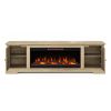 Bridgevine Home Topanga 83 inch Electric Fireplace TV Console for TVs up to 95 inches, Minimal Assembly, Alabaster finish