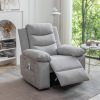 Power Recliner Chair with Adjustable Massage Function, Velvet Electric Power Chair for Elderly with One Side Pockets, Recliner Chair with Heating Syst