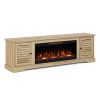 Bridgevine Home Topanga 83 inch Electric Fireplace TV Console for TVs up to 95 inches, Minimal Assembly, Alabaster finish