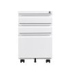 3-Drawer Mobile File Cabinet with Lock, Office Storage Filing Cabinet for Legal/Letter Size, Pre-Assembled Metal File Cabinet Except Wheels Under Desk