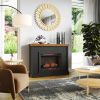 Bridgevine Home Washington 48 inch Fireplace with Mantel, Black and Whiskey Finish