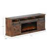 Bridgevine Home Farmhouse 93 inch Electric Fireplace TV Stand for TVs up to 100 inches, Minimal Assembly, Aged Whiskey Finish