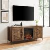 Modern Farmhouse Barn Door Fireplace TV Stand for TVs up to 65' ‚Äì Rustic Oak