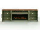 Bridgevine Home Vineyard 97 inch Fireplace TV Stand Console for TVs up to 100 inches, Minimal Assembly, Sage Green and Fruitwood Finish