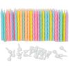 2 Boxes of 24 Pack Pastel Colors with Gold Glitter Candles in 3 inch, 6 Color Assorted, with Holders