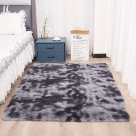 1pc, Tie-Dyed Plush Shag Furry Area Rug for Bedroom, Living Room, Nursery, and Kids Room - Ultra Soft and Fluffy, Washable, Non-Shedding, and Perfect (Color: Tie-dye Dark Gray, size: 35.4*59.1 inch)