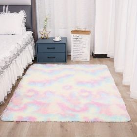 1pc, Tie-Dyed Plush Shag Furry Area Rug for Bedroom, Living Room, Nursery, and Kids Room - Ultra Soft and Fluffy, Washable, Non-Shedding, and Perfect (Color: Tie-dye Colorful, size: 62.99*78.74inch)