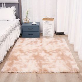 1pc, Tie-Dyed Plush Shag Furry Area Rug for Bedroom, Living Room, Nursery, and Kids Room - Ultra Soft and Fluffy, Washable, Non-Shedding, and Perfect (Color: Tie-dye Beige, size: 62.99*78.74inch)