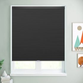 WELLSOURCE Cordless Cellular Shades without Drilling Honeycomb Blinds Blackout for Windows Bed Room, Office Easy to Install Custom Size (Color: Black, size: CONTACT US)