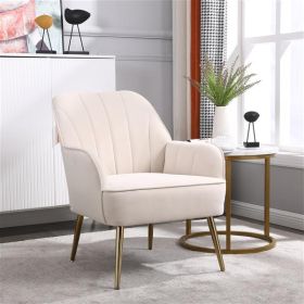 Modern Mid Century Chair velvet Sherpa Armchair for Living Room Bedroom Office Easy Assemble(BEIGE) (Color: as picture)