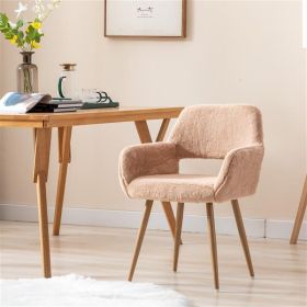 Dining Chairs with Faux Fur, Mid Century Side Chairs with Solid Painting Steel Leg for Dining Room (Color: as picture)