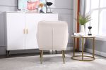 Modern Mid Century Chair velvet Sherpa Armchair for Living Room Bedroom Office Easy Assemble(BEIGE)