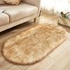 1pc Super Soft Area Rug, Plush Fluffy Faux Sheepskin Oval Floor Mat For Living Room Bedroom, Machine Washable Bedside Rugs, Shaggy Plush Carpet Faux R