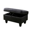 Black Faux Leather 3-Piece Couch Living Room Sofa Set B