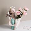 Modern Decorative Artificial Flower Vase Butterfly Girl Sculptures Interior Home Resin Ornaments Household Decoration Vases Hot