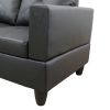 Black Faux Leather 3-Piece Couch Living Room Sofa Set B